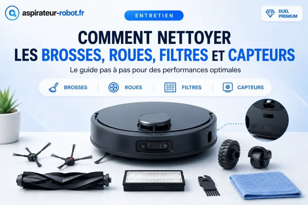 Comment nettoyer les brosses, roues, filtres et capteurs de son aspirateur robot